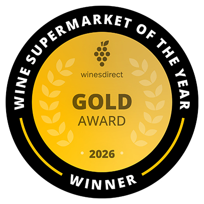 Example award badge: Wine Supermarket of the Year, Gold 2026