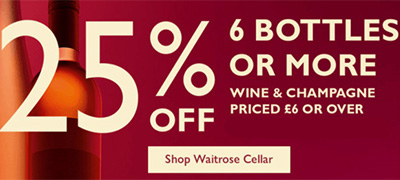 Waitrose Buy 6, Save 25% Wine Offer