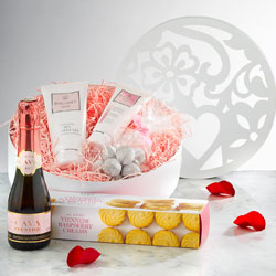 Carved Giftbox with Prosecco, Truffles, Biscuits and Lotions